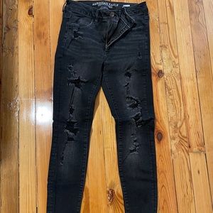 american eagle distressed black skinny jeans